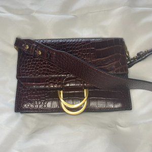 Zara Animal Embossed Leather Crossbody Bag in brown